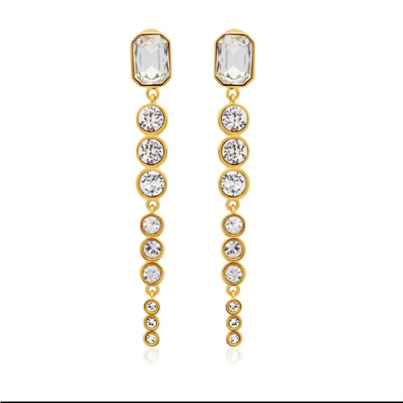 Oscar de la Renta • Tapered Crystals CZ Drop Clip on Earrings